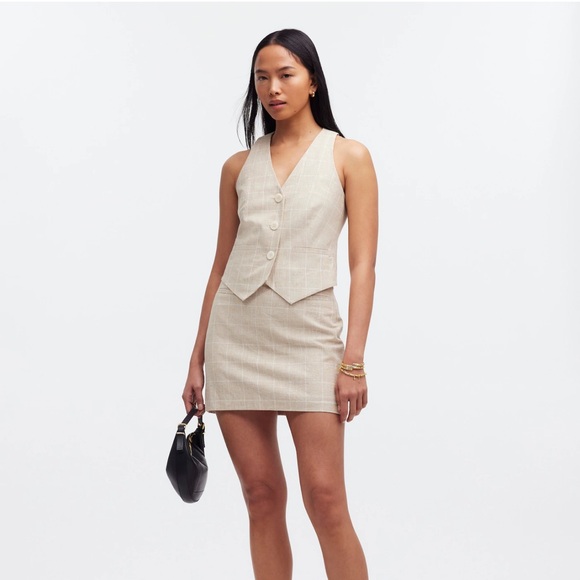 Madewell linen plaid vest, NWOT - Picture 5 of 5